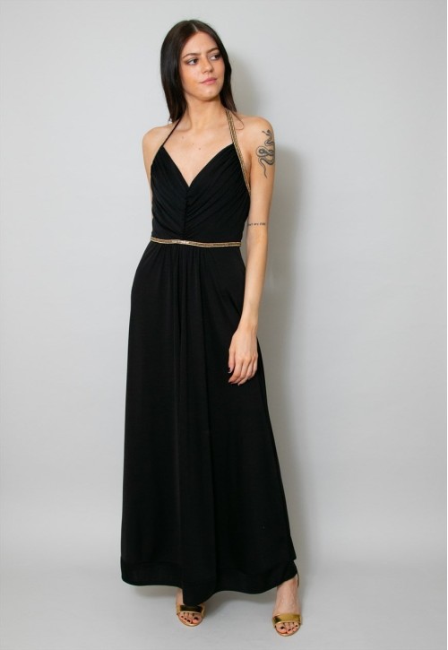 John Marks by Anne Tyrrell Black 70's Halter Neck Dress