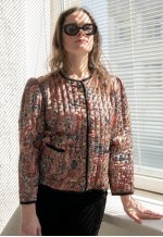Vintage 70s Padded Patterned Multicolour Puff Sleeved Jacket