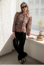 Vintage 70s Padded Patterned Multicolour Puff Sleeved Jacket
